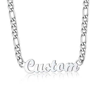 Custom Figaro Chain Name Necklace Stainless Steel