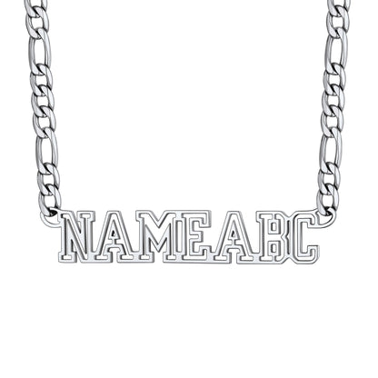 Custom Figaro Chain Name Plate Necklace