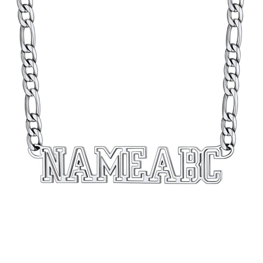 Custom Figaro Chain Name Plate Necklace