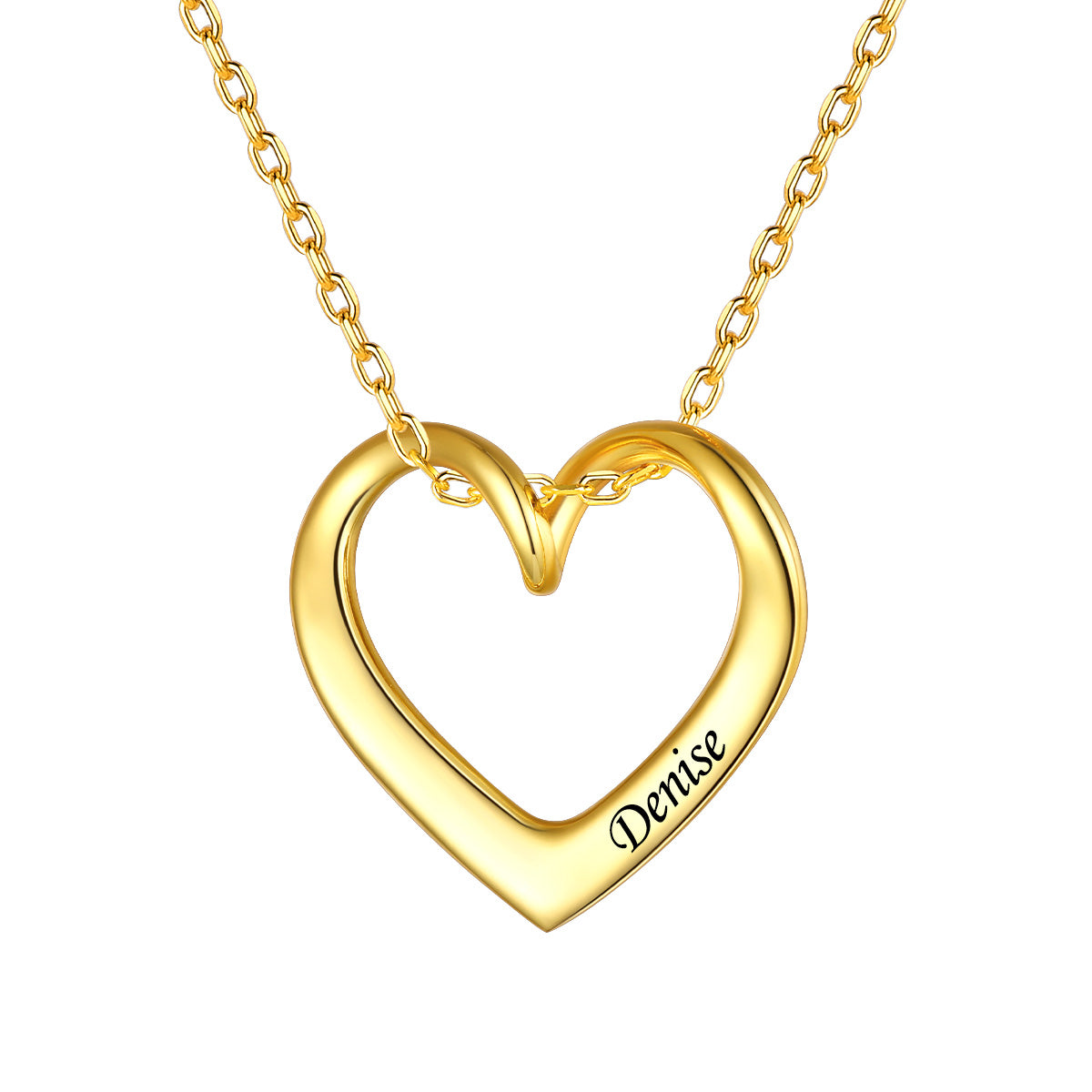 Custom Gold Open Heart Silver Necklace