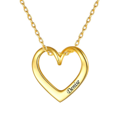 Custom Gold Open Heart Silver Necklace