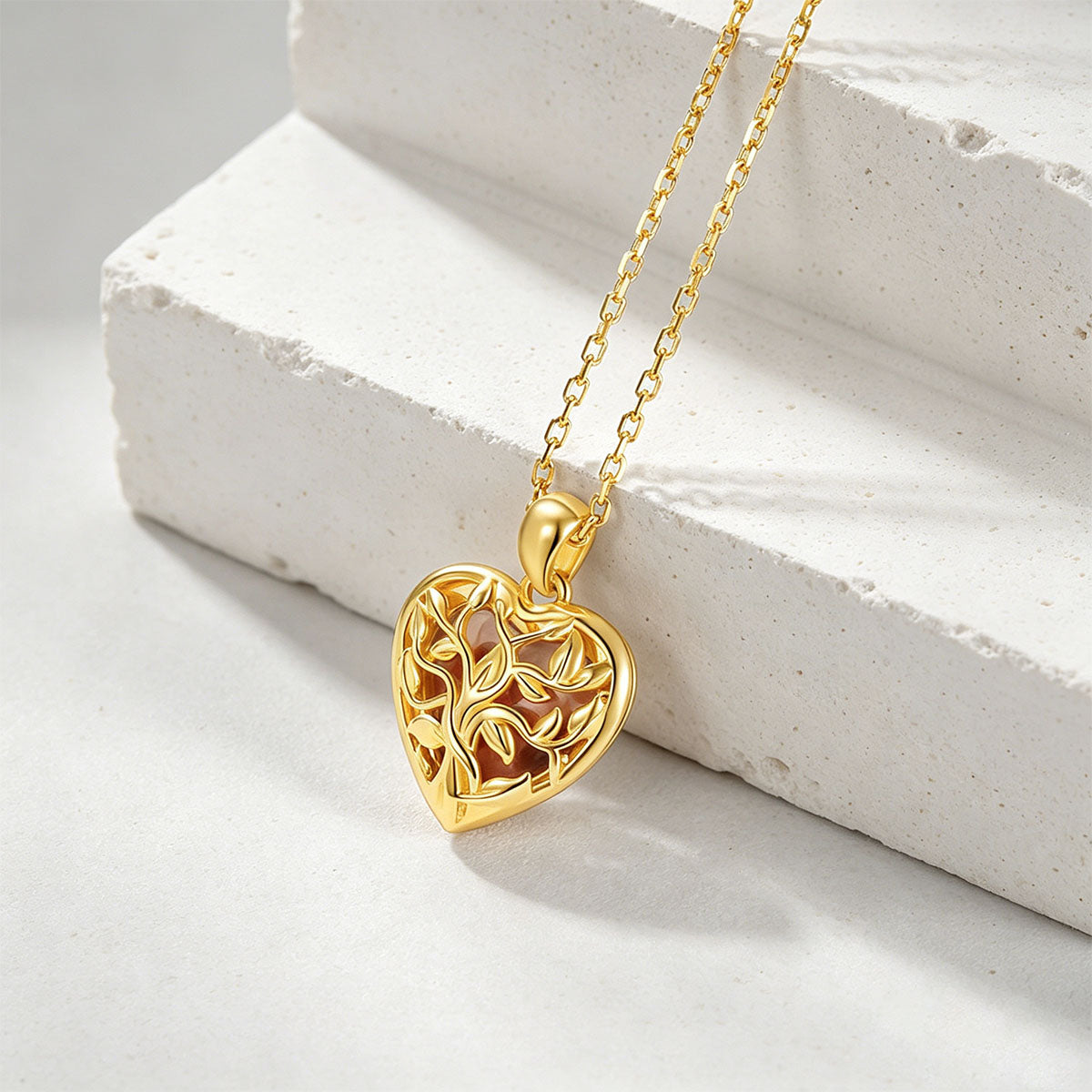 Custom Gold Tree of Life Heart Locket Picture Necklace