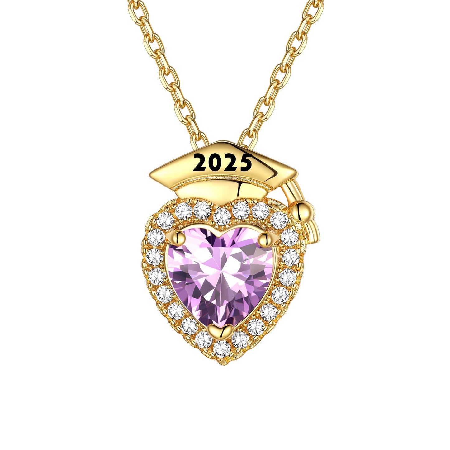 Custom Graduation June Birthstone Necklace Gold Plated