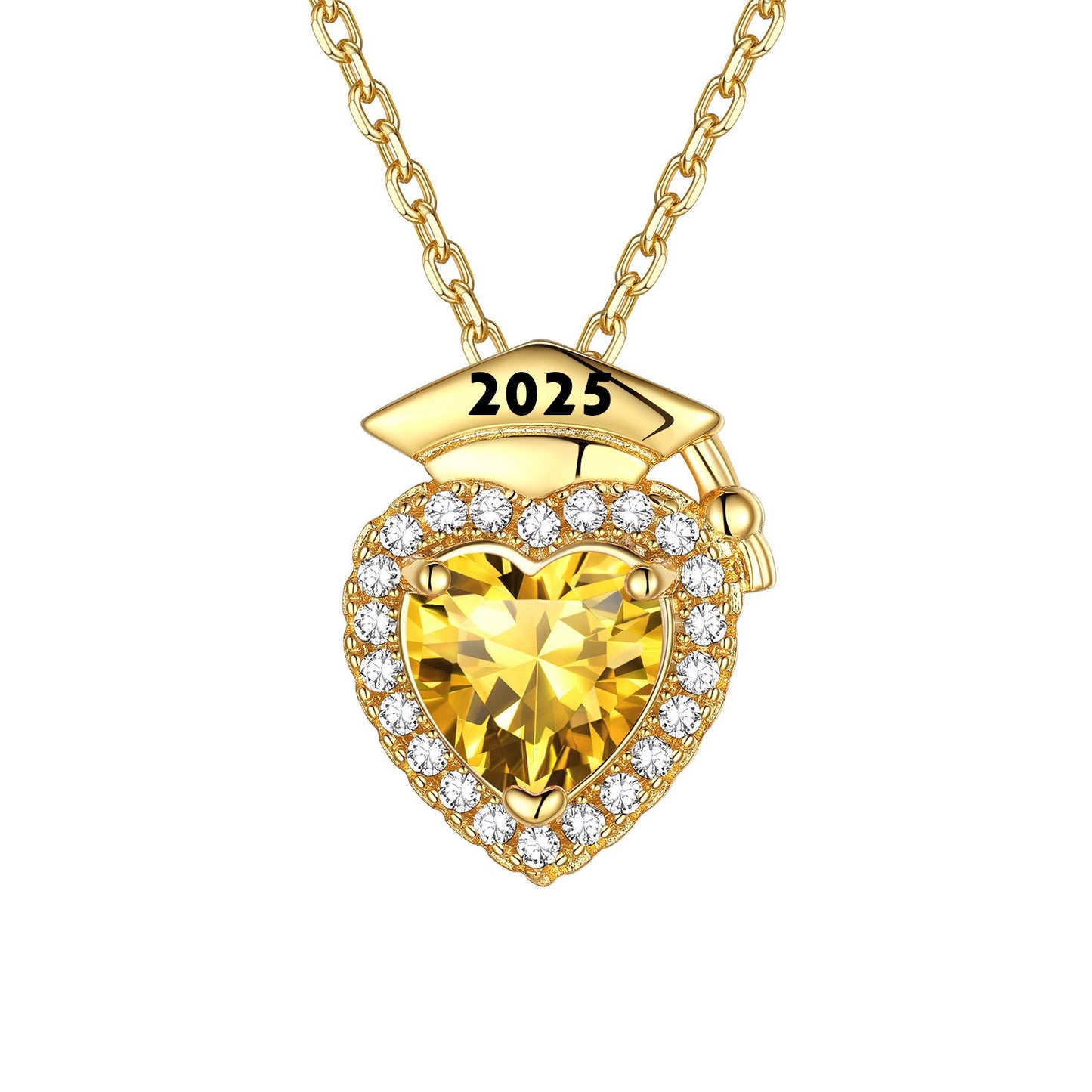 Custom Graduation November Birthstone Necklace Gold Plated