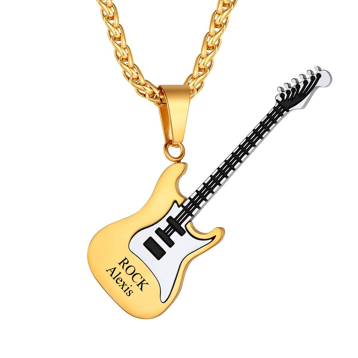 Custom Guitar Pendant Necklace in Gold Plated