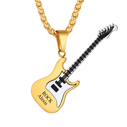 Custom Guitar Pendant Necklace in Gold Plated