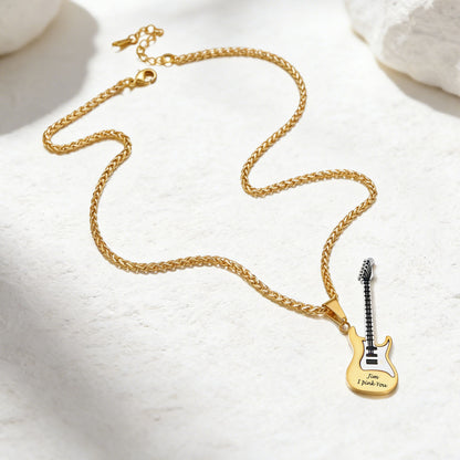 Custom Guitar Pendant Necklace in Steel