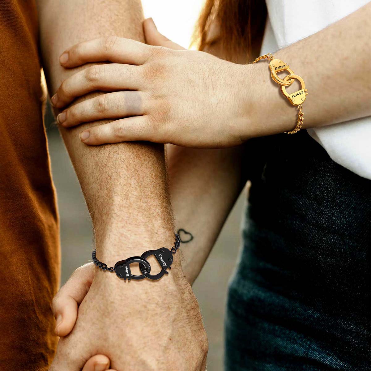 Custom Handcuff Chain Bracelet for Couple