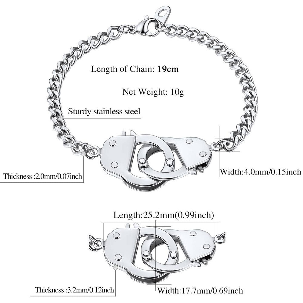 Custom Handcuff Chain Bracelet for Men Women Dimension, Durable, Solid