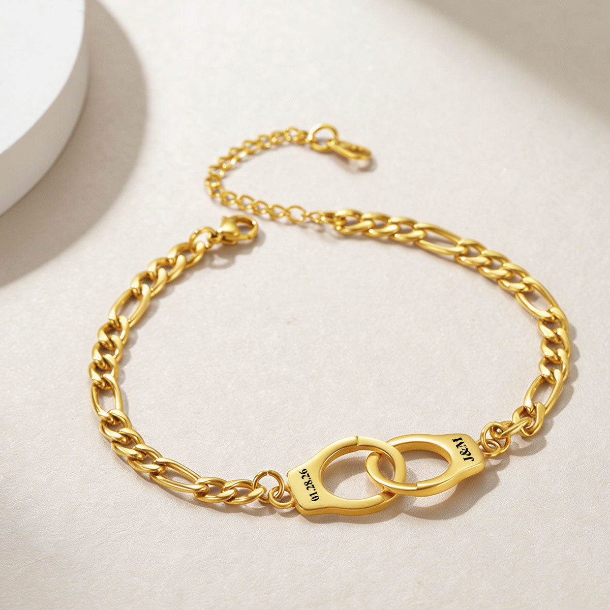 Custom Handcuffs Ankle Bracelet in Gold Plated