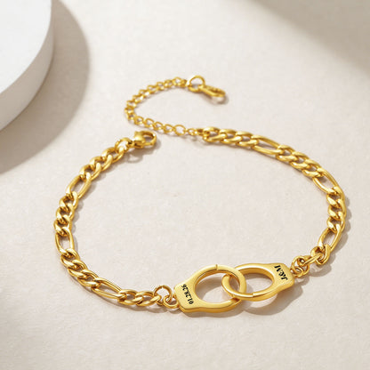 Custom Handcuffs Ankle Bracelet in Gold Plated