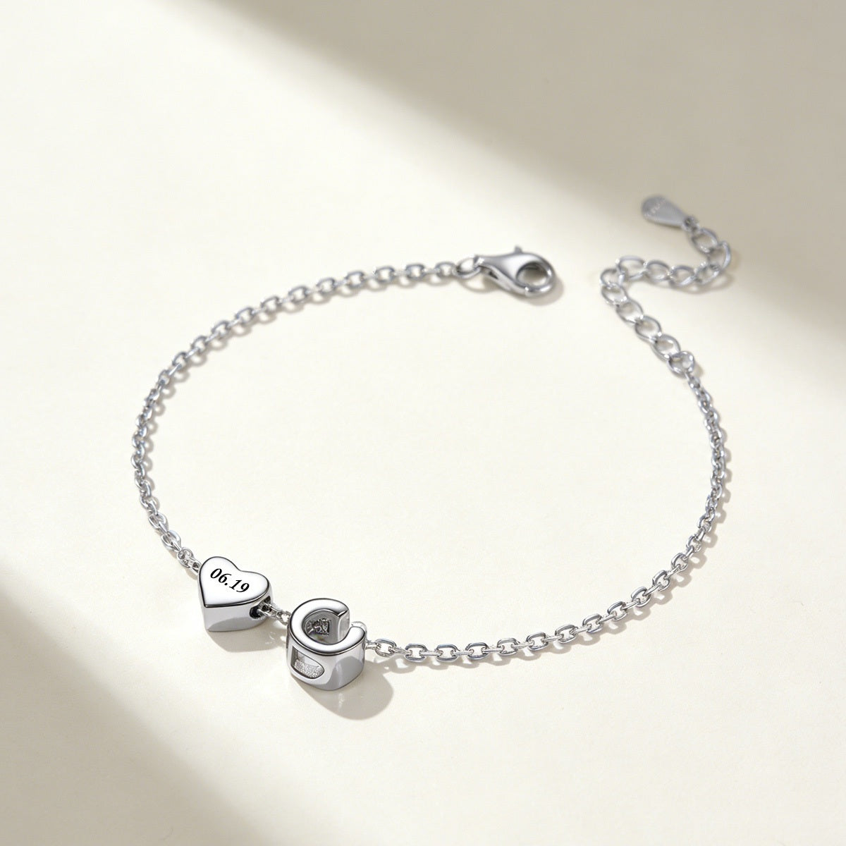 Custom Heart Initial Bracelet in Letter C