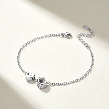 Custom Heart Initial Bracelet in Letter C