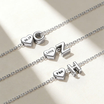 Custom Heart Initial Bracelet in different letter