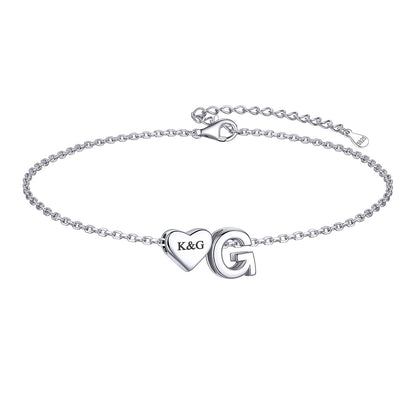 Custom Heart Initial G Bracelet for Women