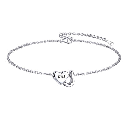 Custom Heart Initial J Bracelet for Women