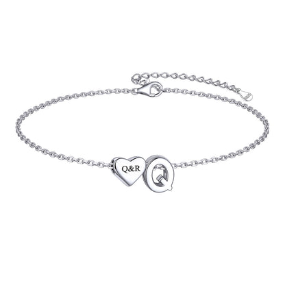 Custom Heart Initial Q Bracelet for Women