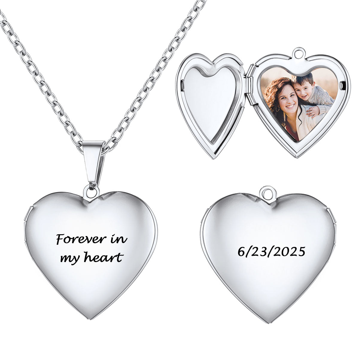 Custom Heart Locket Necklace in 316L Stainless Steel