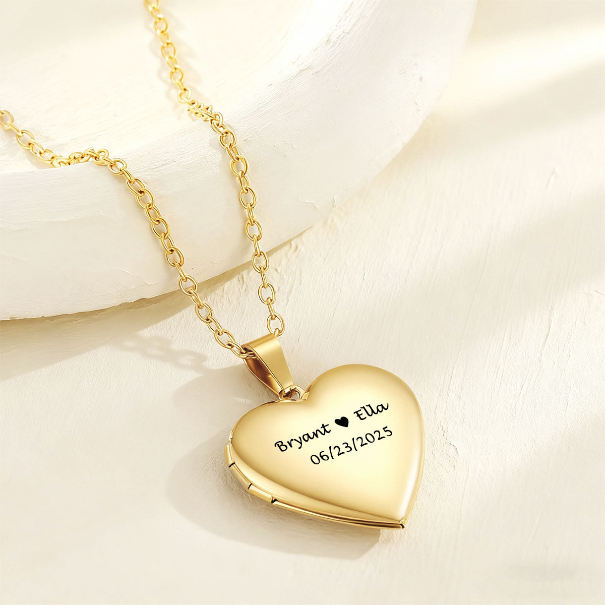 Custom Heart Locket Necklace in Gold Plated