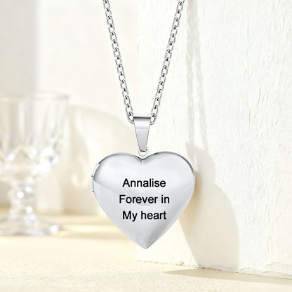 Custom Heart Locket Necklace in Stainless Steel
