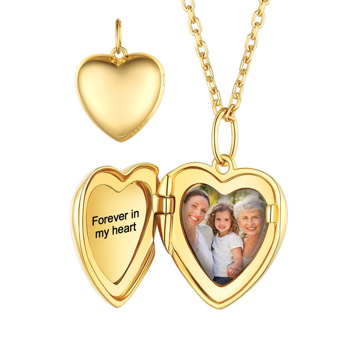 Custom Heart Locket Necklace ingold plated