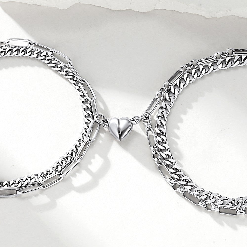 Custom Heart Matching Couples Bracelets