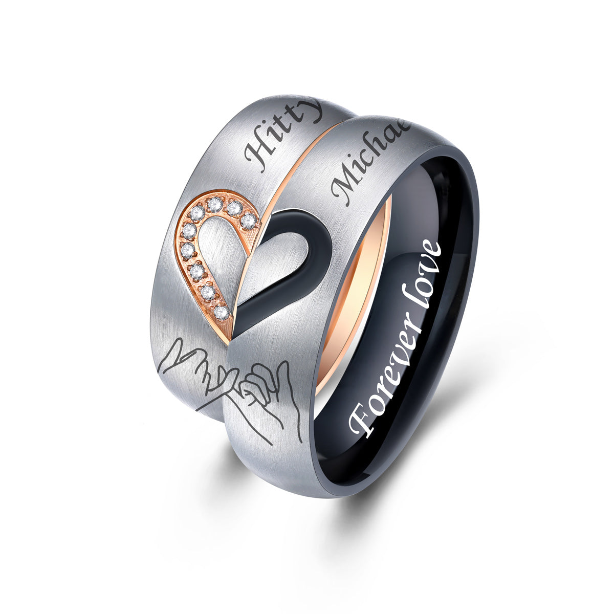 Custom Heart Matching Promise Rings