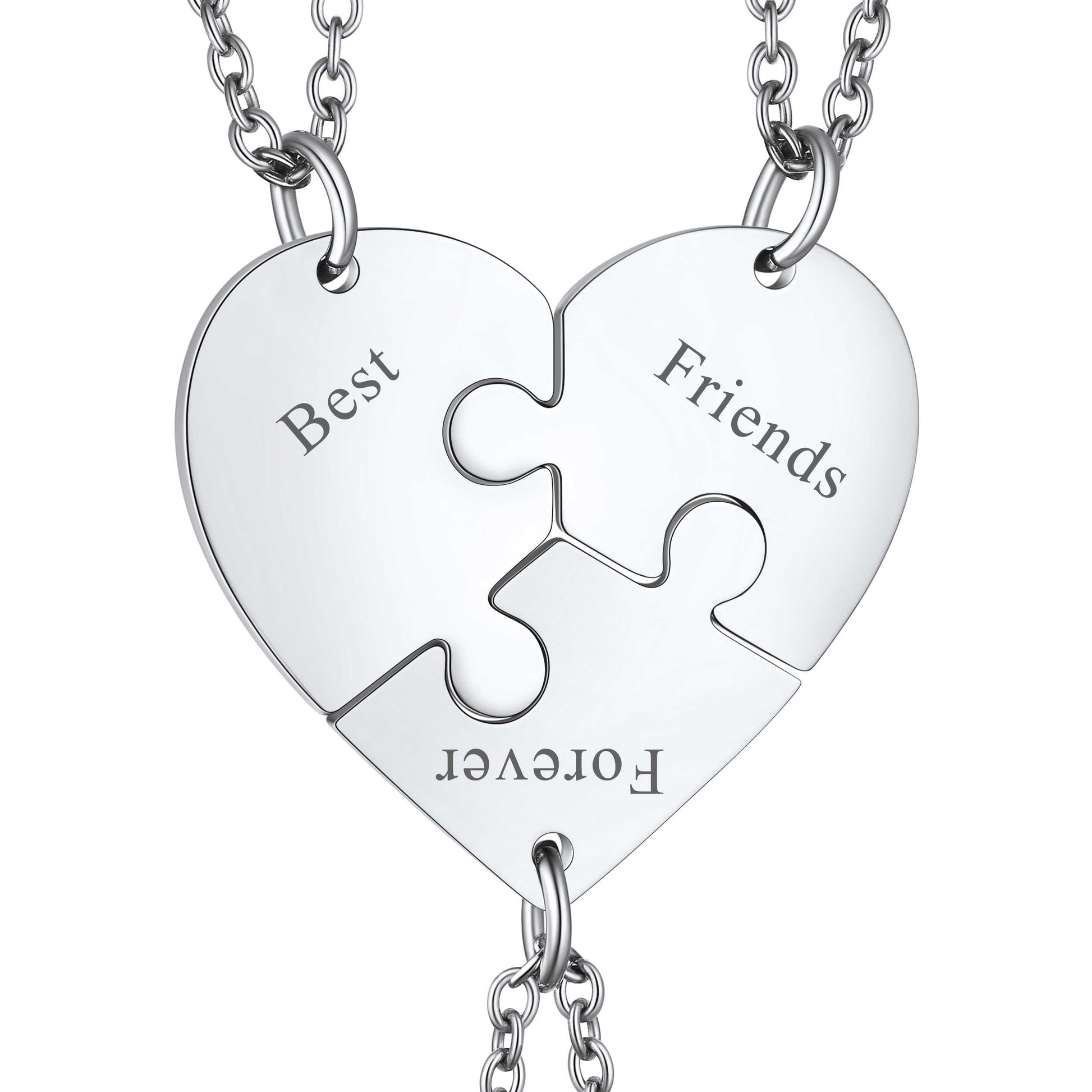 Custom Heart Puzzle Matching Necklace Steel