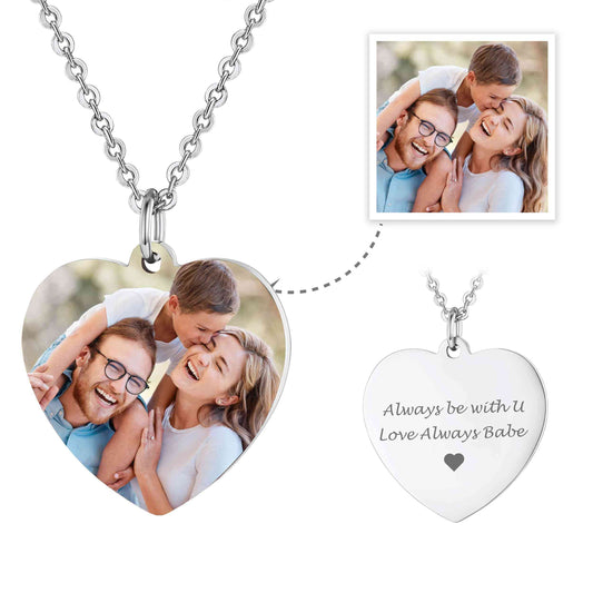 Custom Heart Shape Photo Necklace for Women