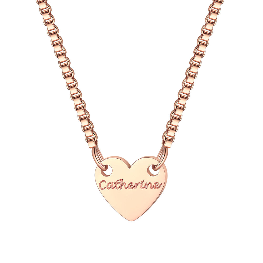 Custom Hearts 1 Names Necklace Rose Gold Plated