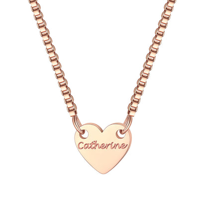 Custom Hearts 1 Names Necklace Rose Gold Plated