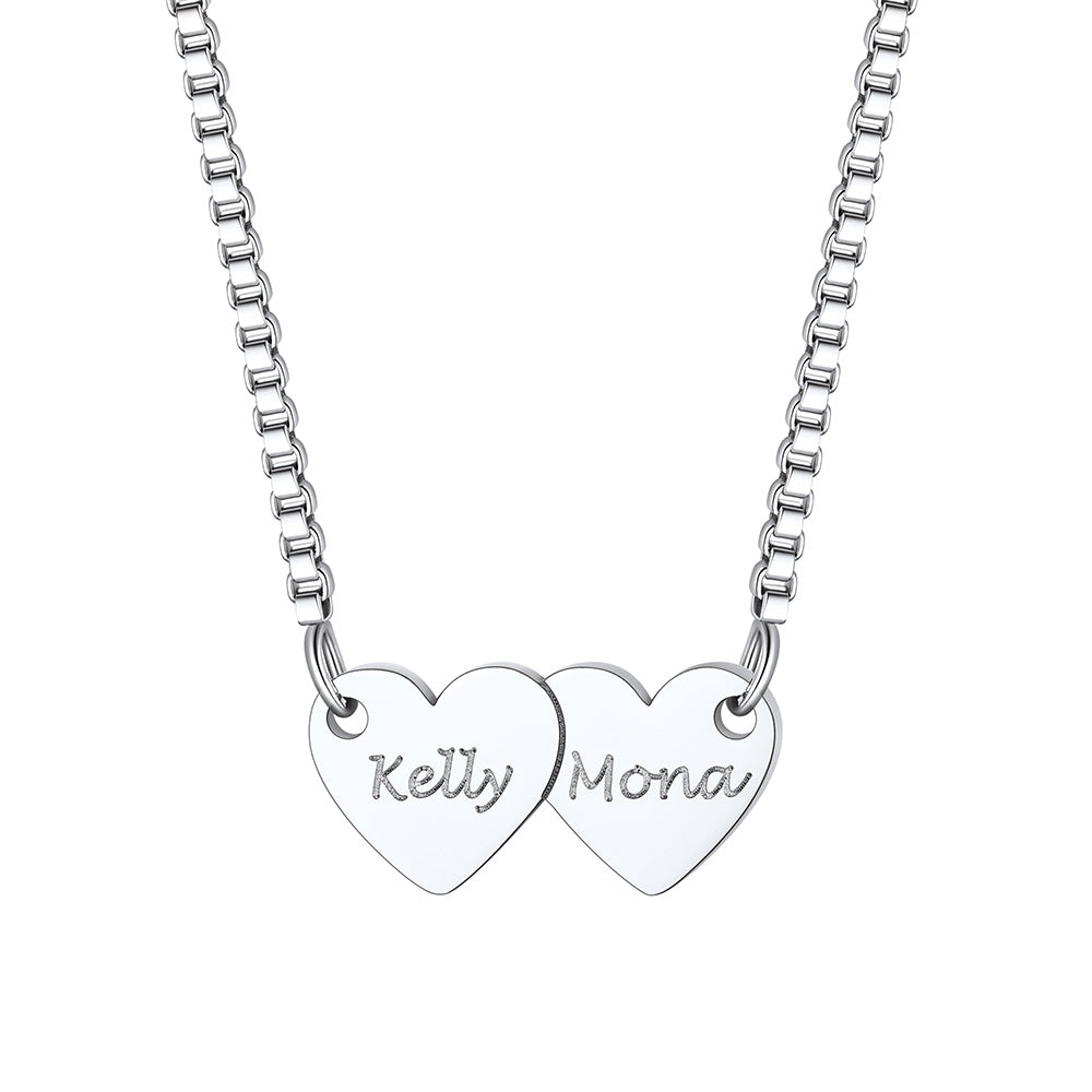 Custom Hearts 2 Names Necklace