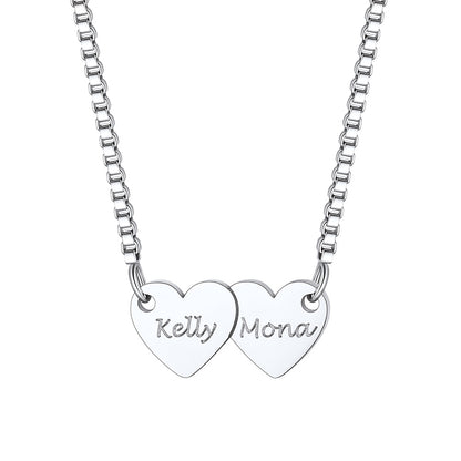 Custom Hearts 2 Names Necklace
