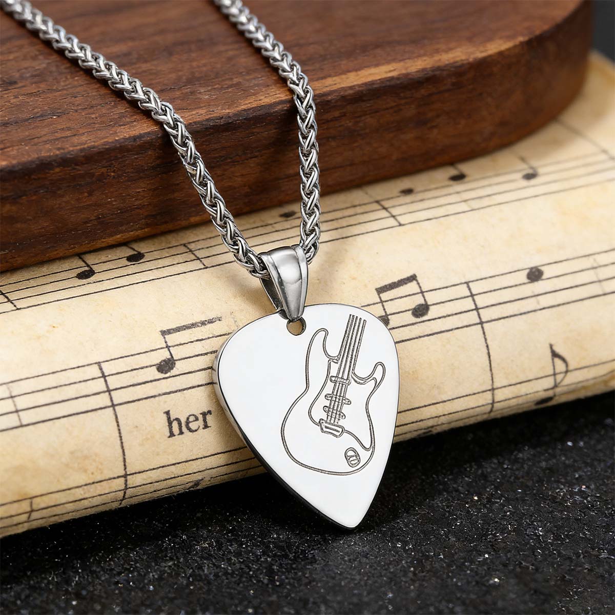 Custom Hip Hop Punk Guitar Pick Necklace