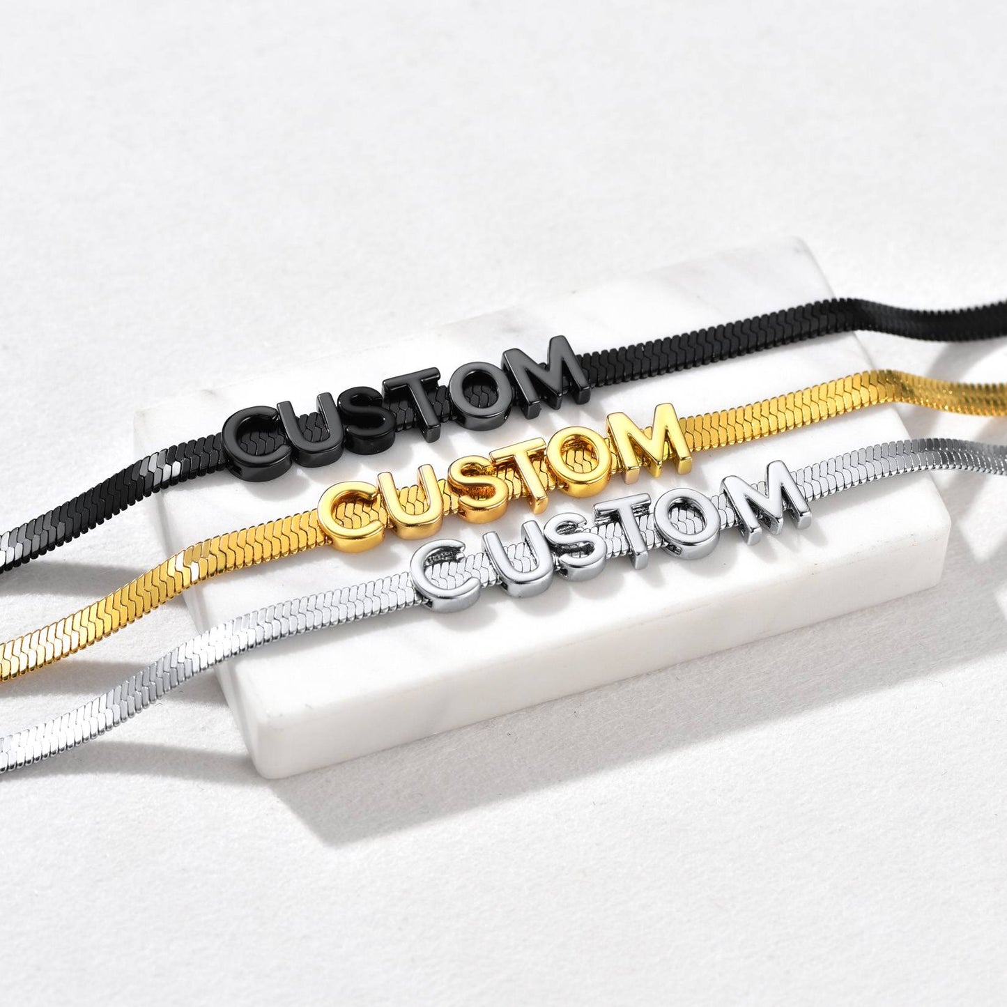 Custom Initial Herringbone Choker Necklace