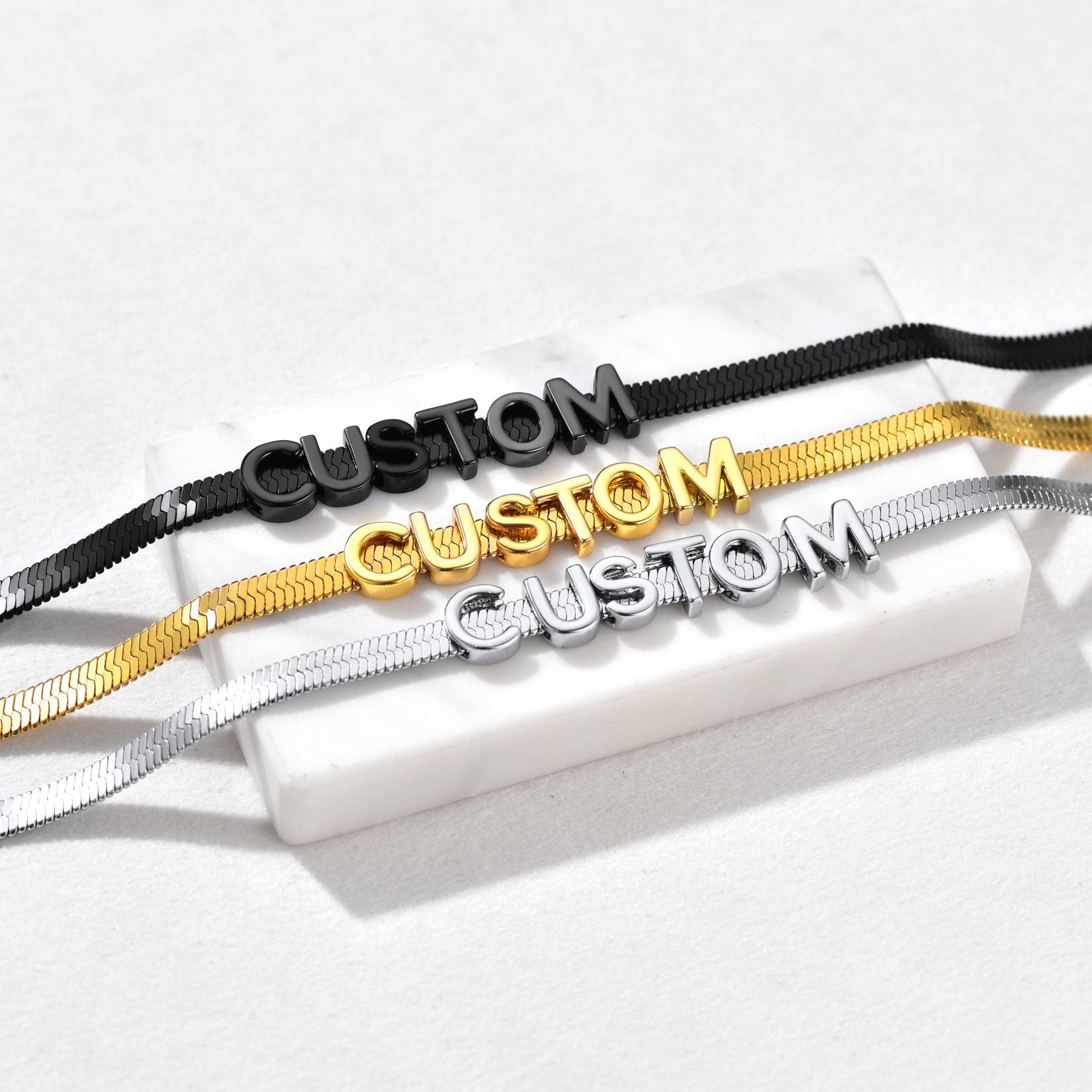 Custom Initial Herringbone Choker Necklace