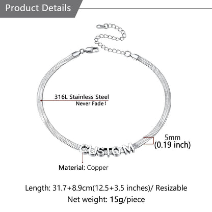 Custom Initial Herringbone Choker Necklace: Dimension, Durable, Solid