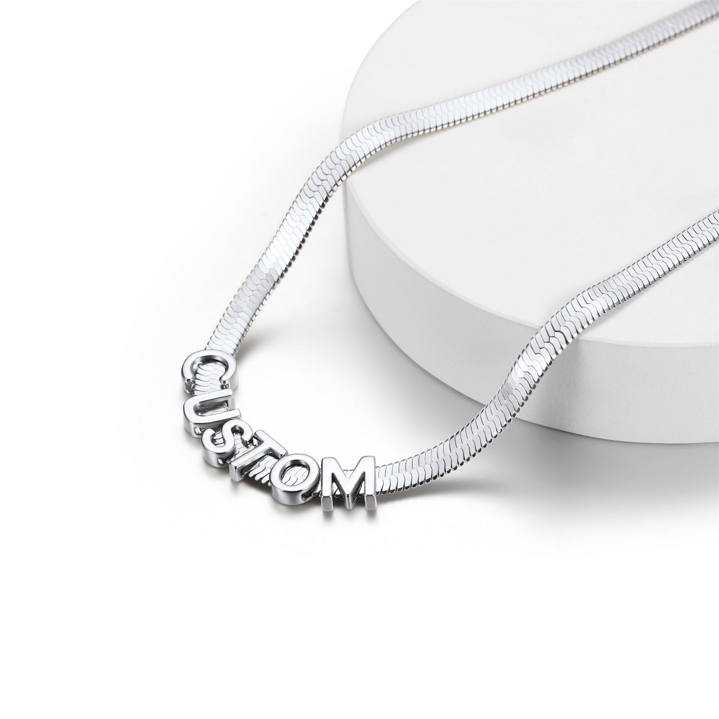 Custom Initial Herringbone Choker Necklace Stainless Steel