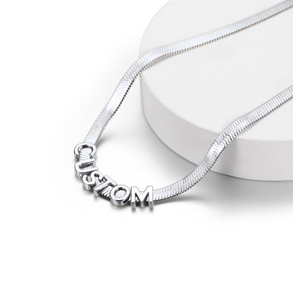 Custom Initial Herringbone Choker Necklace Stainless Steel