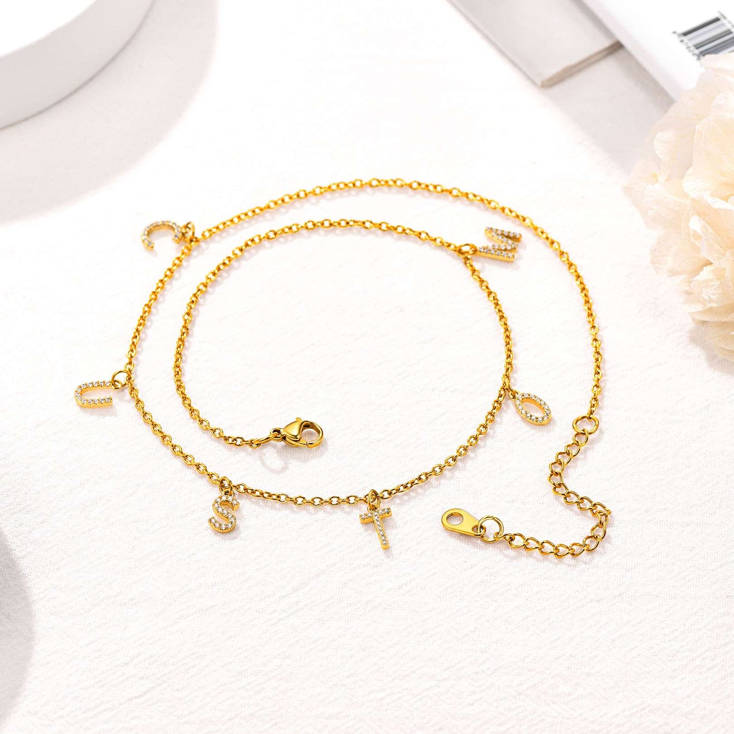 Custom Initial Name Choker Necklace Gold Plated