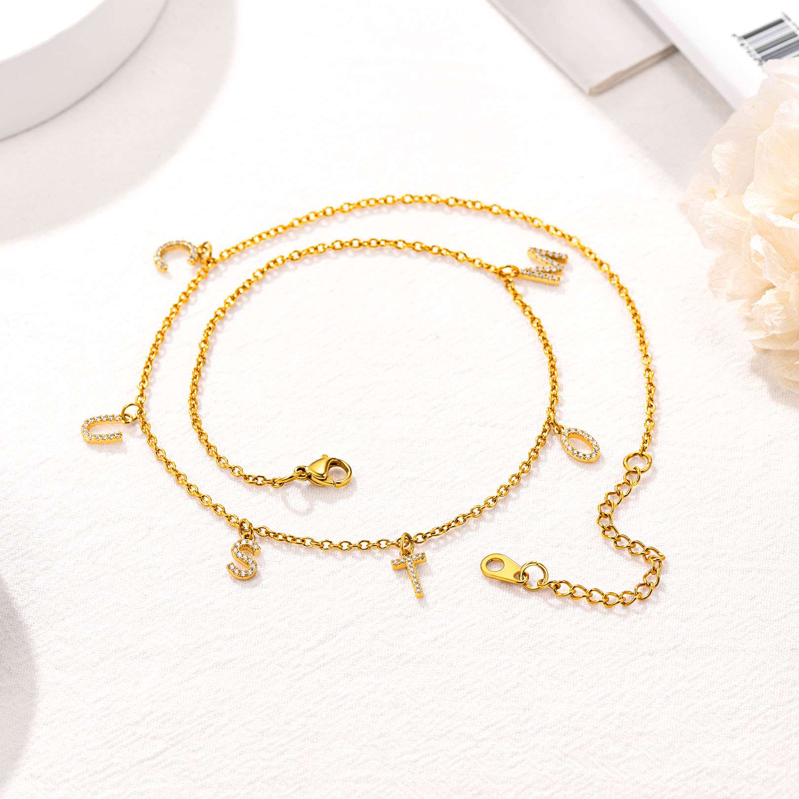 Custom Initial Name Choker Necklace Gold Plated