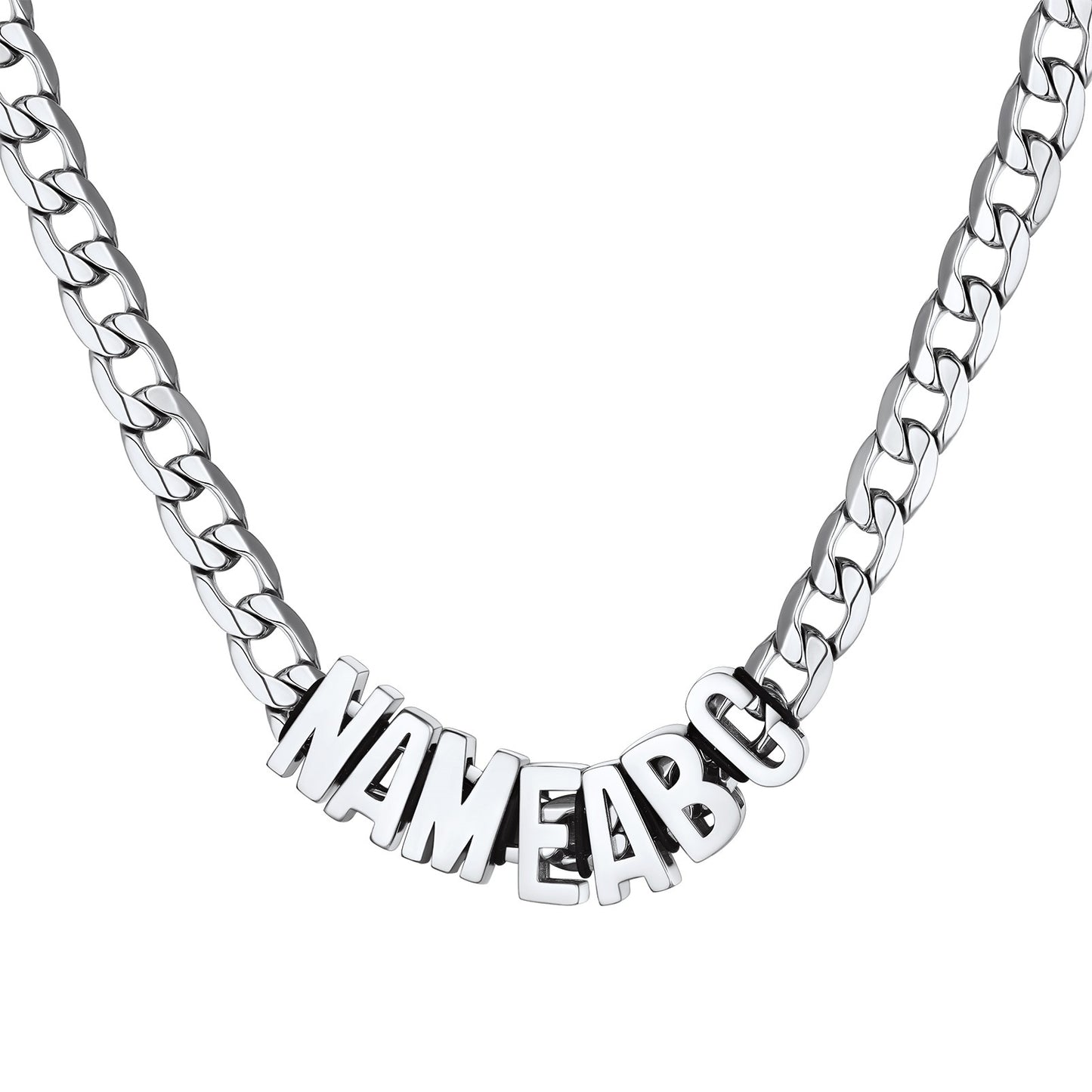 Custom Initial Name Cuban Chain Necklace 