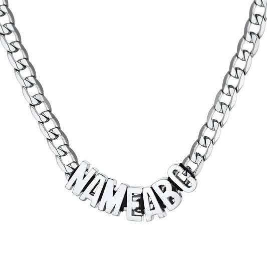 Custom Initial Name Cuban Chain Necklace 