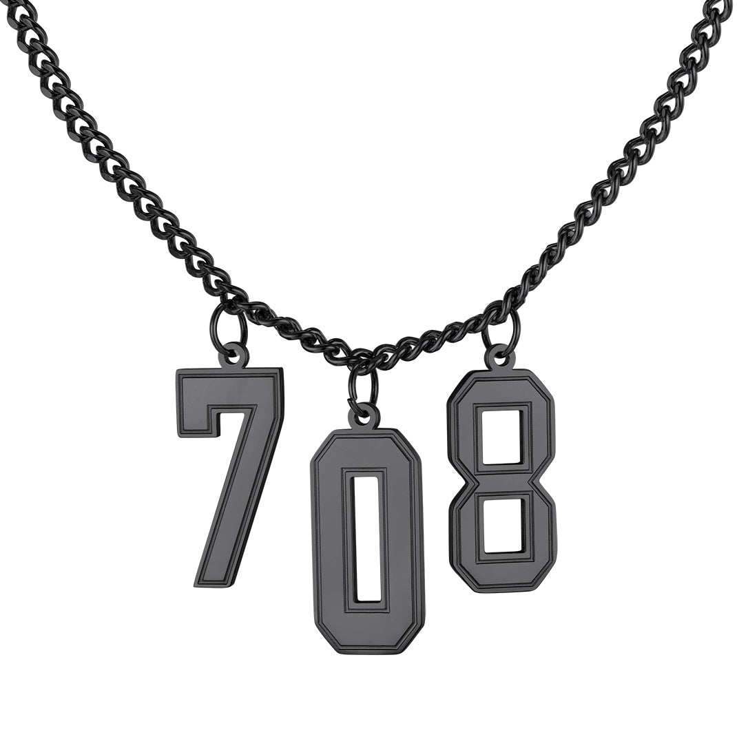Custom Jersey Number Necklace Black Plated