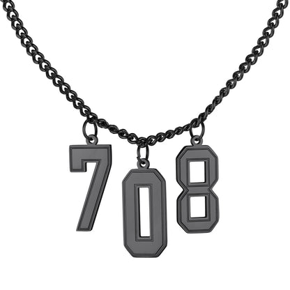 Custom Jersey Number Necklace Black Plated