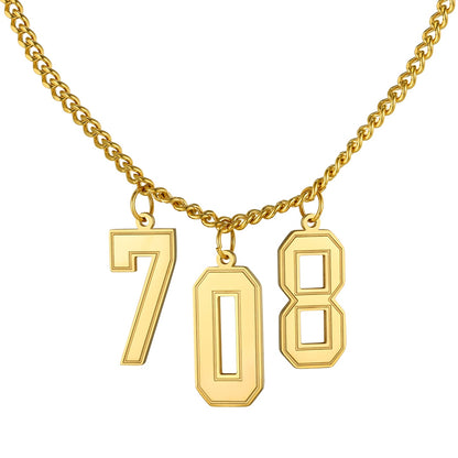 Custom Jersey Number Necklace Gold Plated
