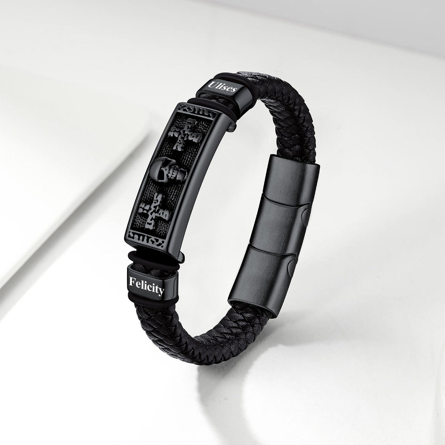 Custom Leather Skull Bracelet for Men