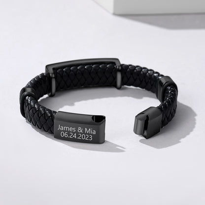 Custom Leather Skull Wing Bracelet