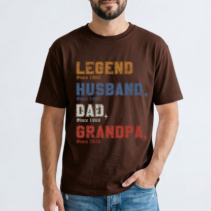 Custom Legend Dad T Shirt Brown