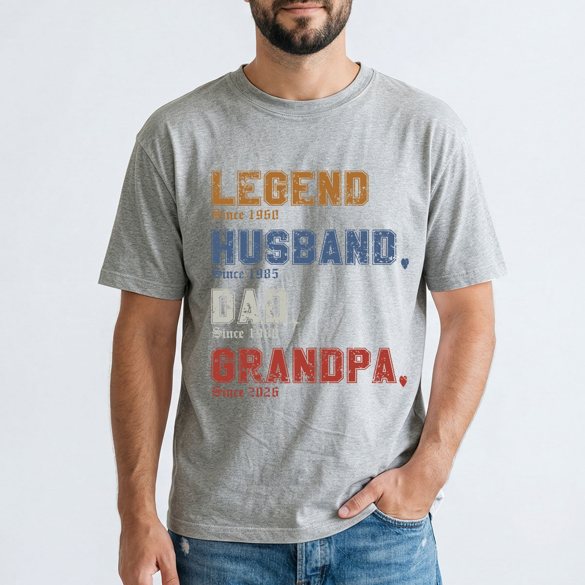  Custom Legend Dad T Shirt Grey